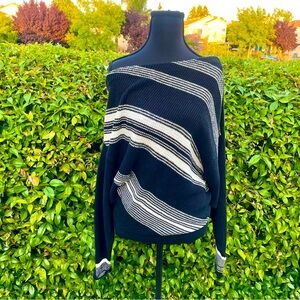 Free People Off the shoulder black and white striped sweater - size small